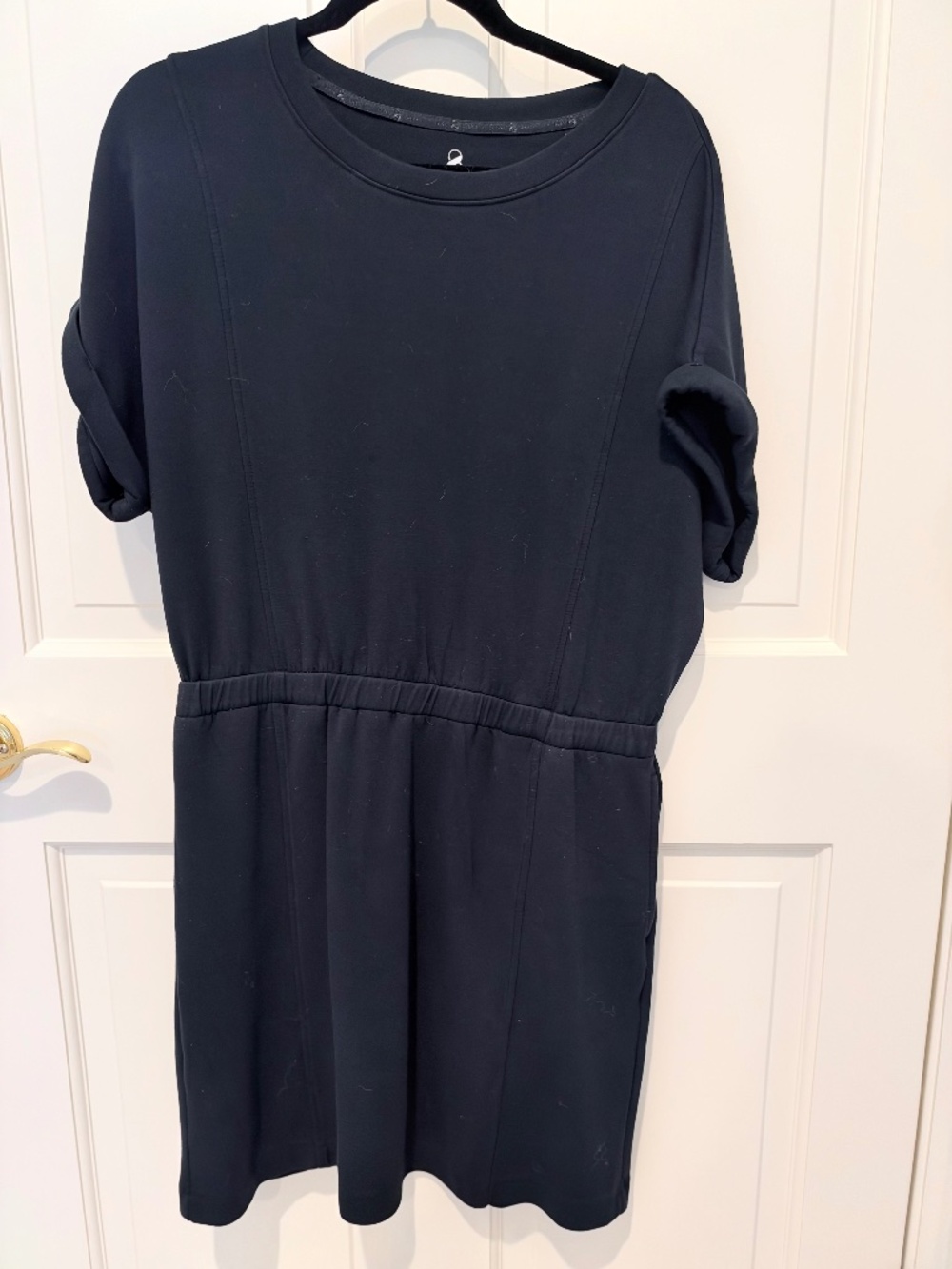 Lou & Grey Black Short Sleeve Dress with Elastic Waist | L